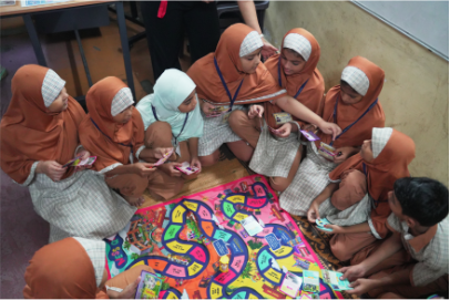 Young people playing a game