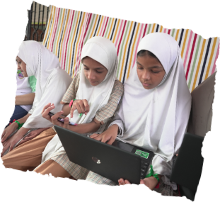 Girls working on a laptop