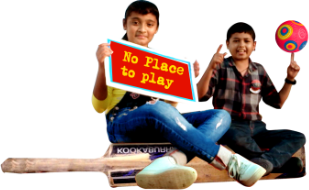 Children holding a "No place to play" sign