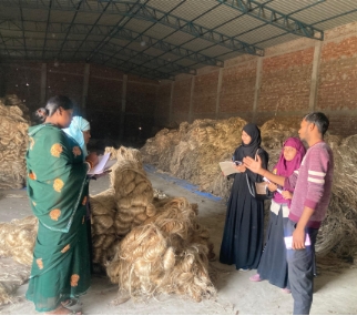 Fieldwork at a jute warehouse
